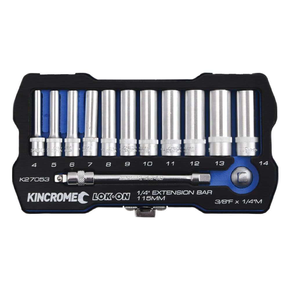 K27053 Kincrome LOK ON Socket Extension Set 13 Piece 1 4 Drive