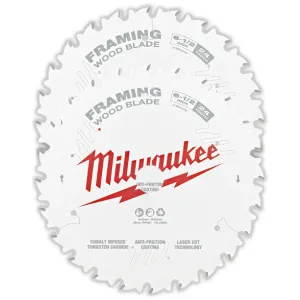 48418621 Milwaukee 24T WOOD CIRCULAR SAW BLADE FRAMING 2 PACK 165MM 6-1/2"