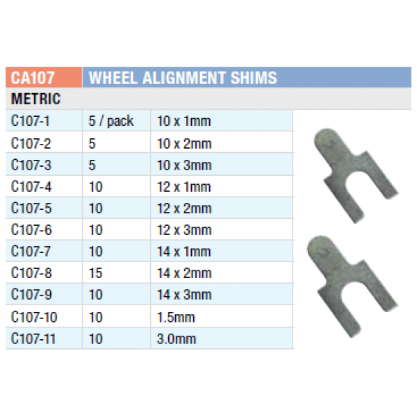 Ca107 Champion Fasteners Metric Multifit Front Alignment Shim Assortment Kit Collins Tools 