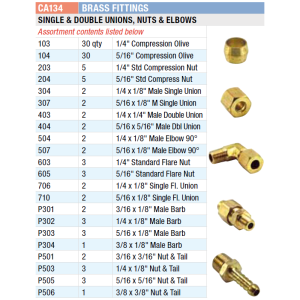 CA134 Champion Fasteners Brass Adaptor Fittings Assortment Kit ...