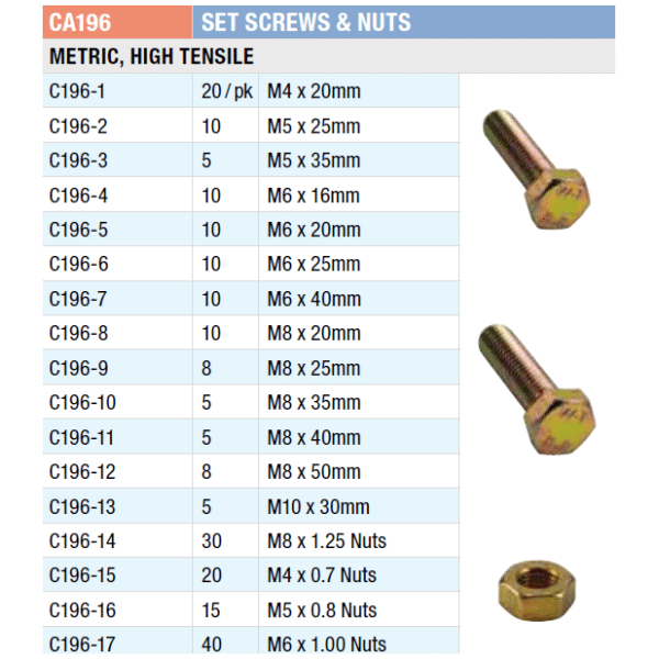 Ca196 Champion Fasteners Metric Set Screw And Nut Assortment Kit 221 Piece Collins Tools And Welding 