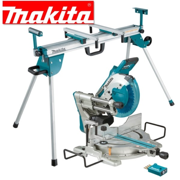 DLS111ZU-WST06 Makita Cordless Brushless AWS Slide Compound Saw 260mm + Mitre Saw Stand 18Vx2