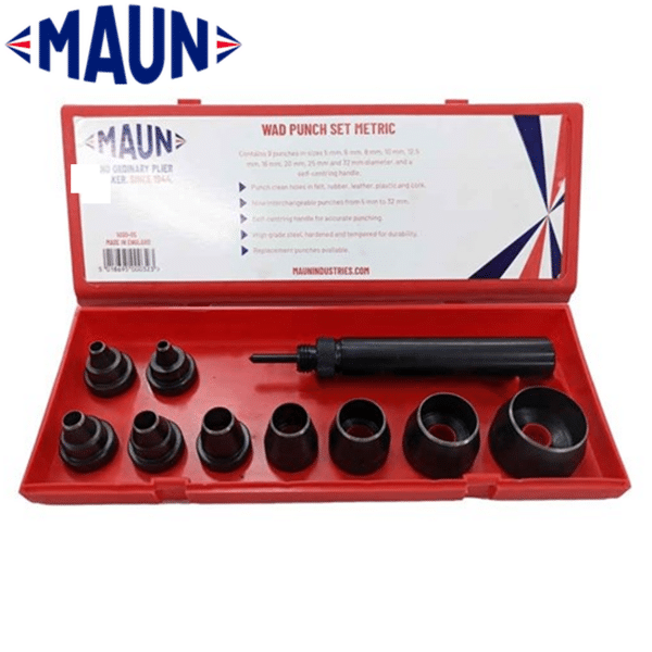 MA1000/05 Maun Wad Punch Set with Centre Punch Metric 5 - 32mm 10 Pce