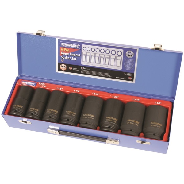 K2081 Kincrome Deep Impact Socket Set 8 Piece 3/4″ Drive Imperial