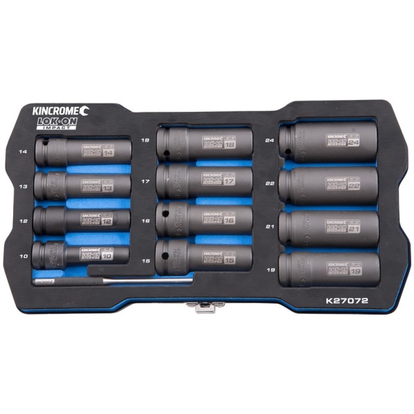 K27072 Kincrome LOKON™ Deep Impact Socket Set 12 Piece 1/2″ Drive