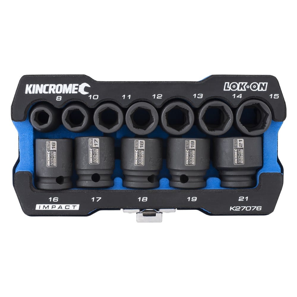 K27076 Kincrome LOKON™ Impact Socket Set 12 Piece 3/8″ Drive Metric