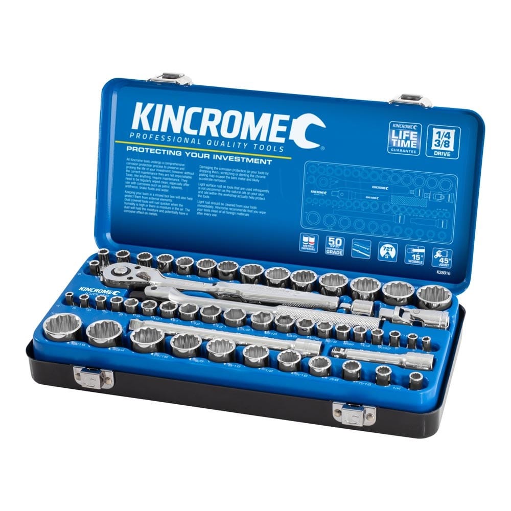 K28016 Kincrome Socket Set 52 Piece 1/4 & 3/8″ Drive Metric