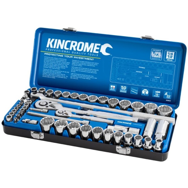 K28032 Kincrome Socket Set 52 Piece 1/4 & 1/2″ Drive Metric