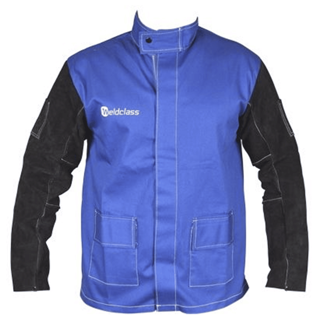WC-0465 Weldclass Promax Blue FR Welding Jacket with Leather Sleeves ...