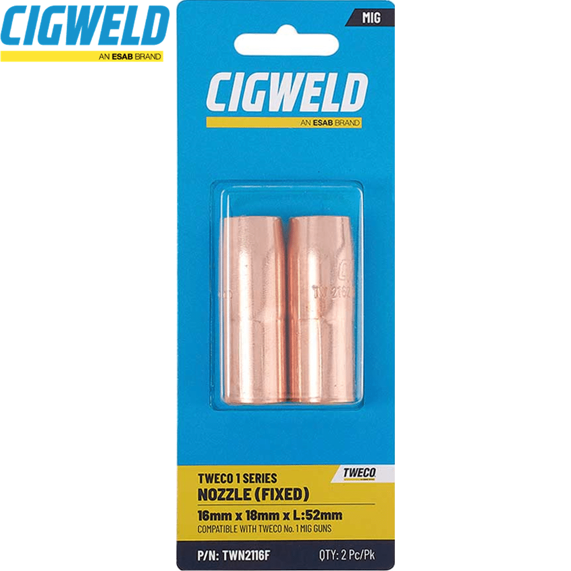 TWN2116F Cigweld Tweco 1 Nozzle 16mm Flush TWE1 - Collins Tools & Welding