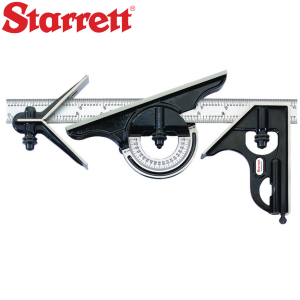 C434-12-4R Starrett Combination Set with Square, Center and Reversible Protractor Head and Blade 12"