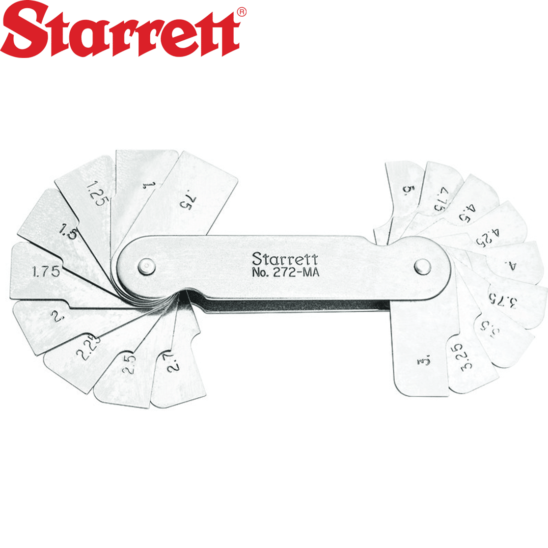 272MA Starrett Fillet or Radius Gage, 0.75-5mm Range (Concave & Convex ...