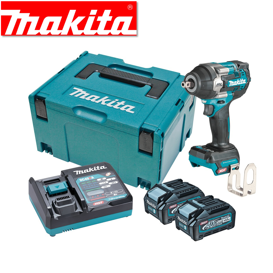TW008GM201 Makita Cordless 1/2″ MidTorque Pin Detent Impact Wrench Kit