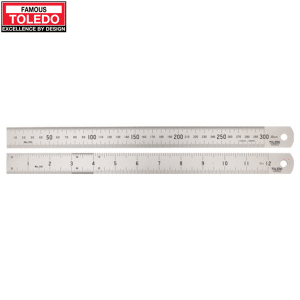 60024 Toledo Stainless Steel Ruler Double Sided Metric & Imperial / Select