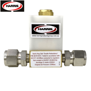 SRV-DR-1200-12SS-38SL Harris Double Redundancy Inline Safety Relief Valve @1200kpa 1/2" Hy-Lok Stainless Steel Compression Fittings
