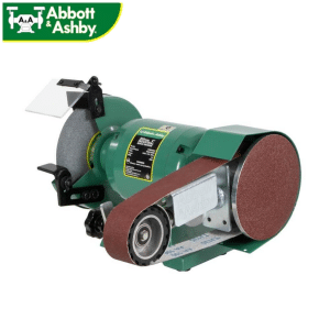 Abbott and Ashby industrial 200mm bench grinder AA362W8 8 inch grinding wheel right side factory fitted patented linishing belt disc attachment